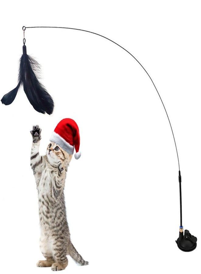 Qpets® Cat Toys for Persian Cat, Interactive Cats Teaser Wand Toys for Kitten with Bell & Feather, Sticky Suction Cup Base Elastic Stick Fun Indoor Pet Playing Accessories - Image 1